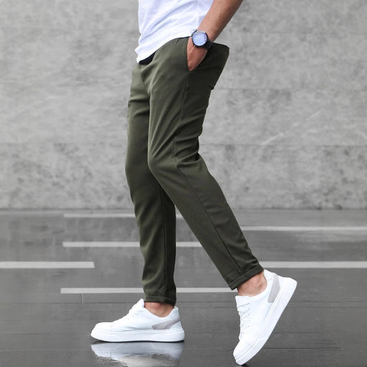 Men's Casual Drawstring Trousers With Pockets Fashion Slim Fit Skinny Pencil Pants Clothing